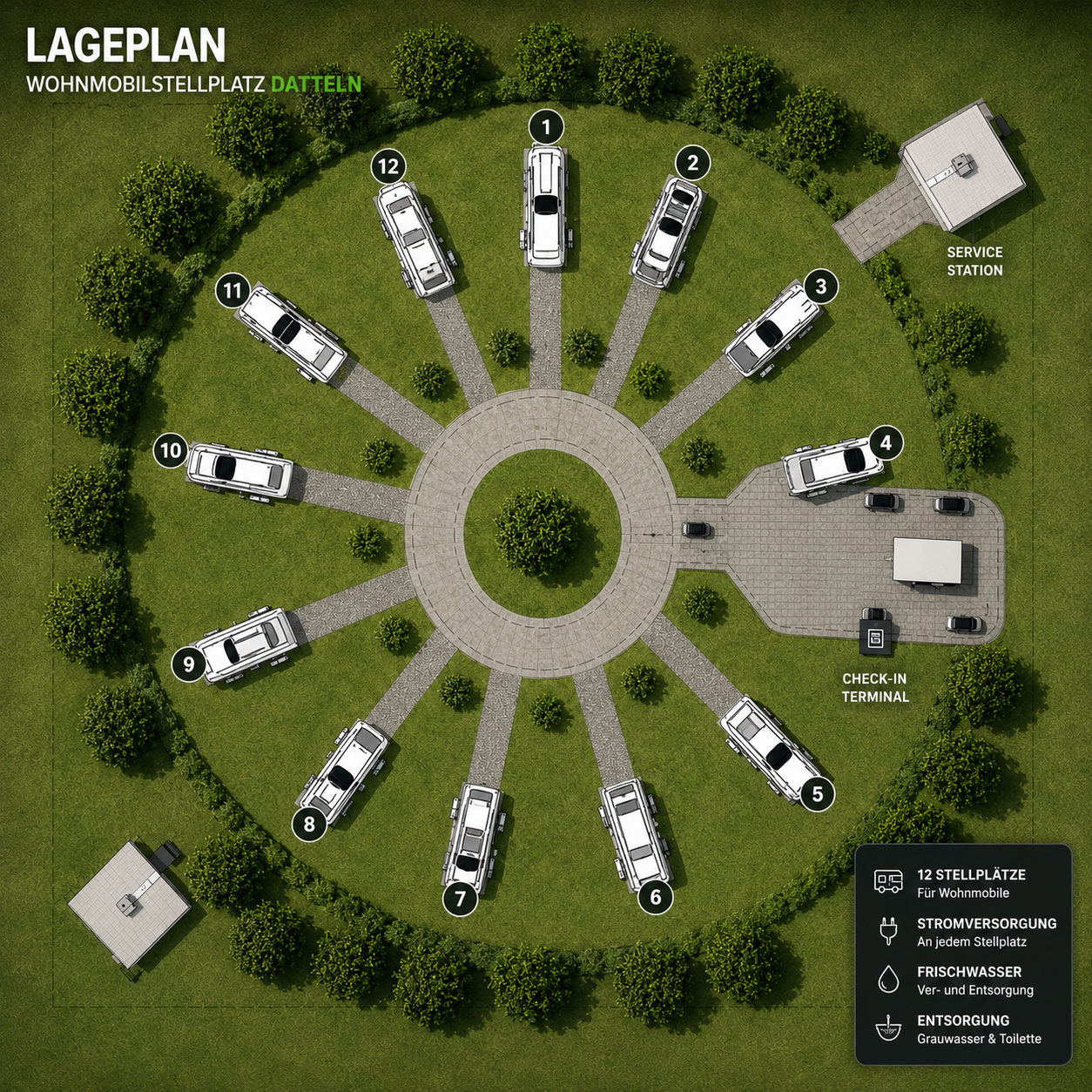 Übersichtskarte Wohnmobilstellplatz Datteln